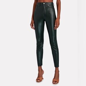 Veronica Beard Maera Vegan Leather‎ Skinny Pants Sz 29 Dark Green